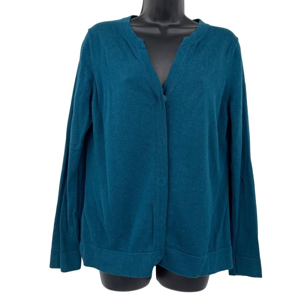 Cabi Teal Ever‎ Sweater Cardigan Long Sleeve V-Neck Button Front Size M 3368